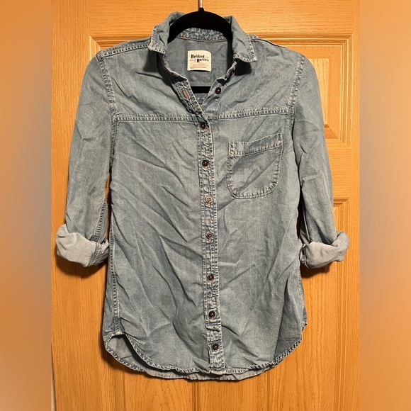 Anthropologie Holding Horses Chambray Tunic Button Down Shirt - Picture 2 of 10